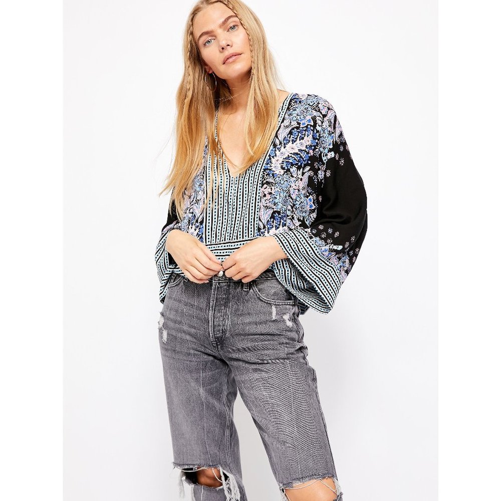 NWT Free People Mix N' Match Blouse / Black Combo - Picture 2 of 5